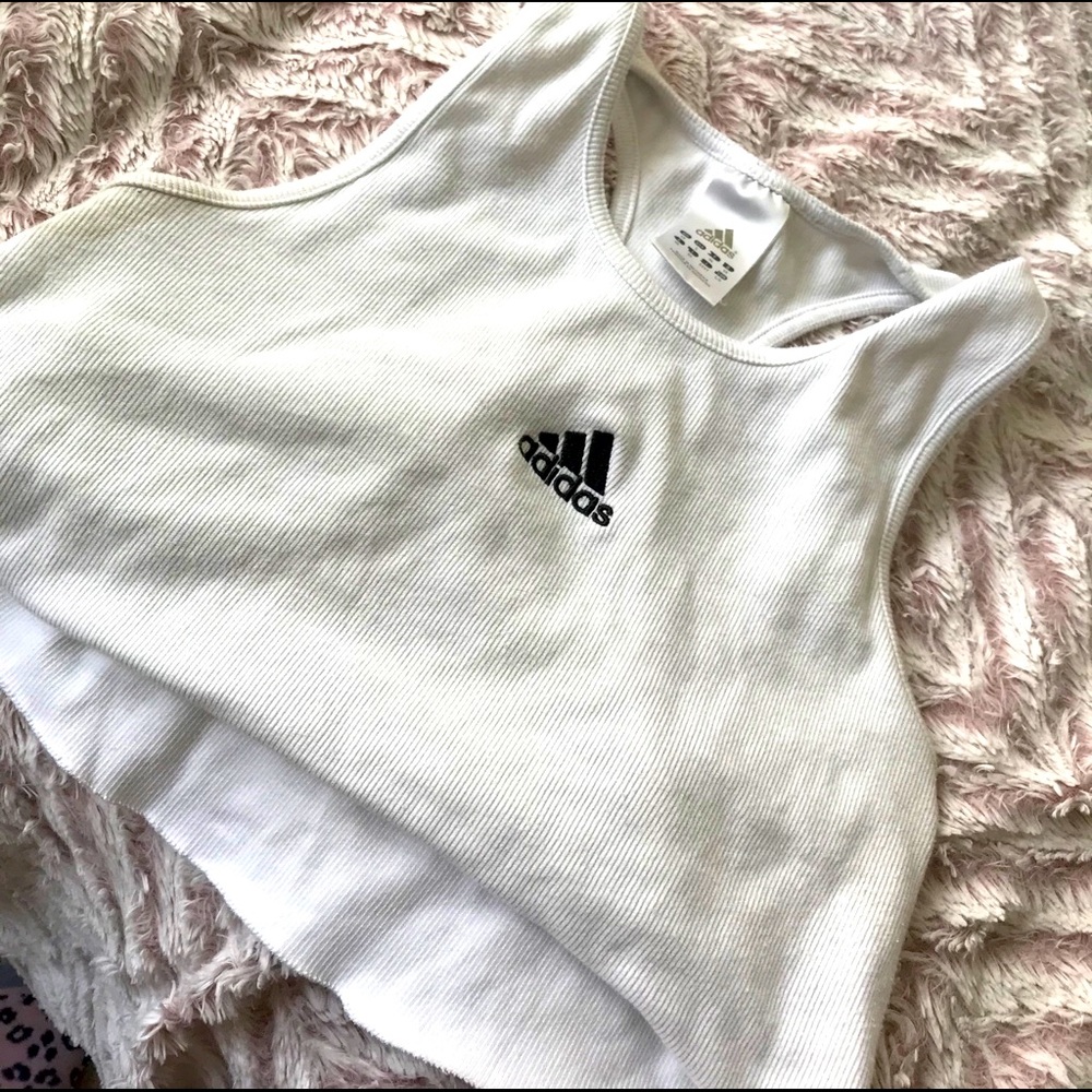 White adidas workout top